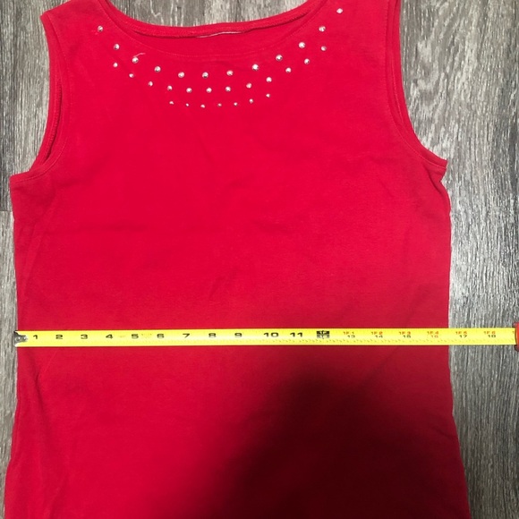 Red Rhinestone Sleeveless Tank Top - Picture 3 of 5